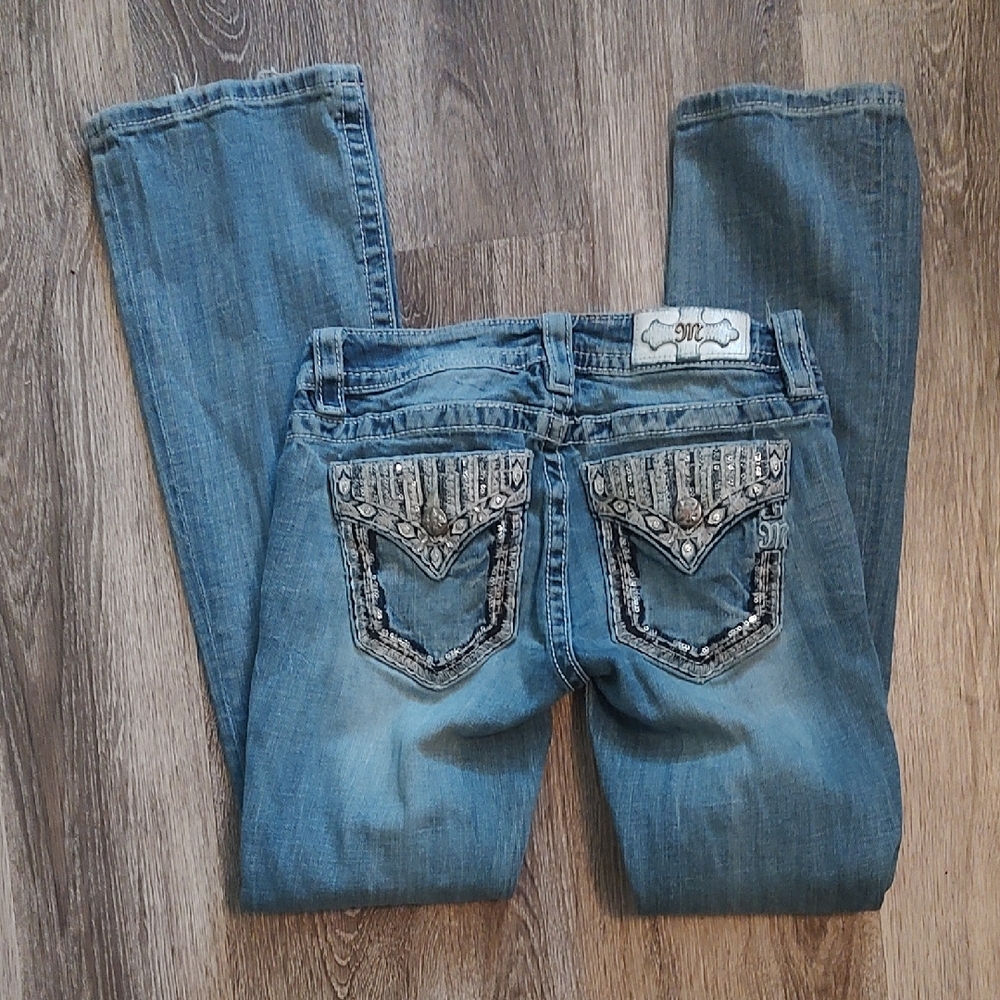 Women's Blue Jeans with Embellished Pockets
